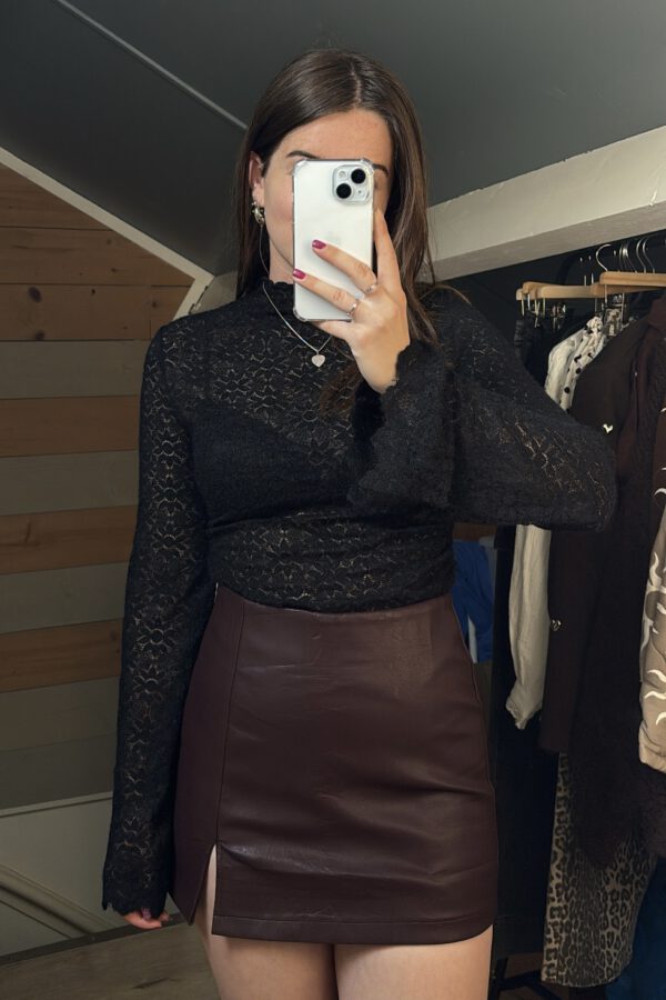 Leather look skort | bruin