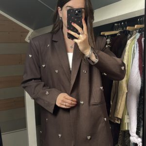 Blazer met hartjes studs | bruin