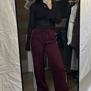 Wide leg jogger | burgundy