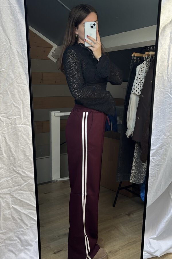 Wide leg jogger | burgundy - Afbeelding 2