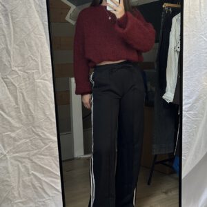 Wide leg jogger | zwart