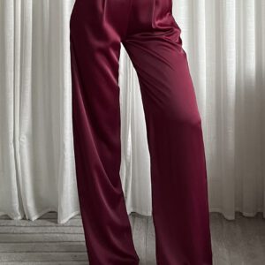 Satijnen broek Chloë | bordeaux
