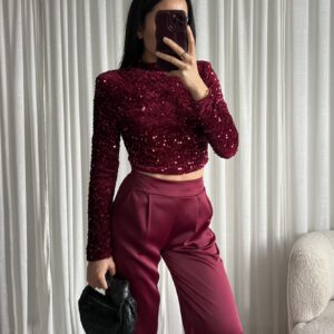Glitter top Alicia | bordeaux