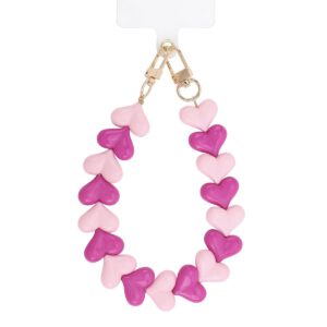 Telefoonkoord hartjes | lichtroze-fuchsia