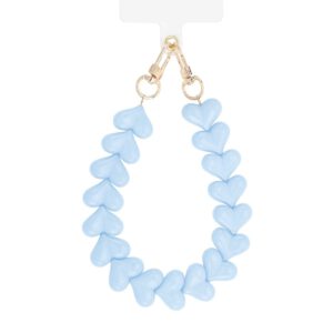 Telefoonkoord hartjes | lichtblauw