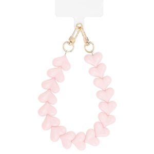 Telefoonkoord hartjes | lichtroze